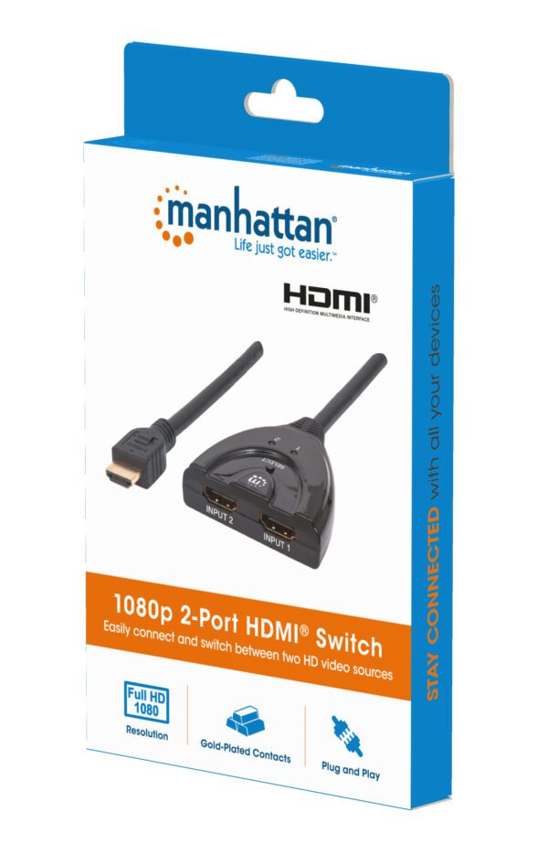 2-Port HDMI Switch, HDMI 1.3  Integrated Cable