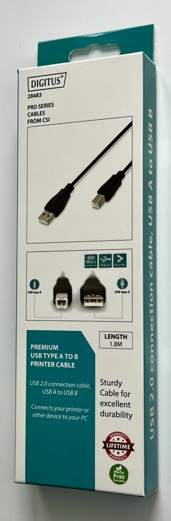 1.8m USB Connection Cable, type A - B M/M, USB 2.0 compatible