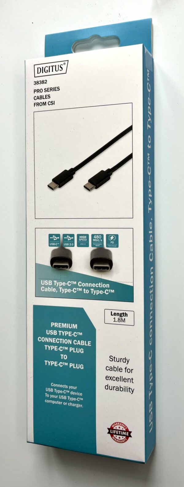 USB TYPE-C 1.8M FAST CHARGING CONNECTION CABLE, TYPE C TO C M/M, 3A, 480MB