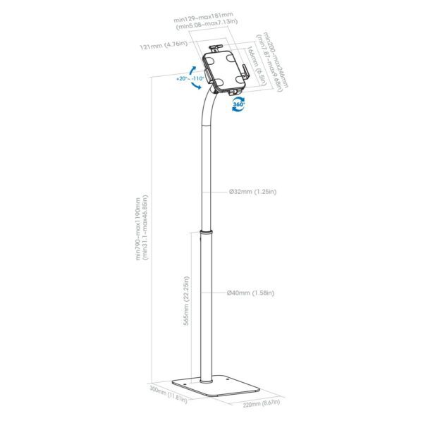 Floor Stand for 7.9-11" Tablets with 360° Rotation (Anti-theft) - Image 3