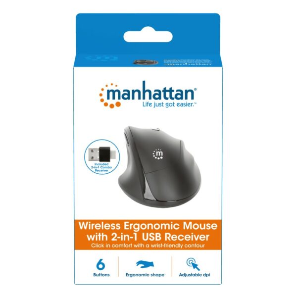 USB A & C Ergonomic Wireless Mouse - Image 3