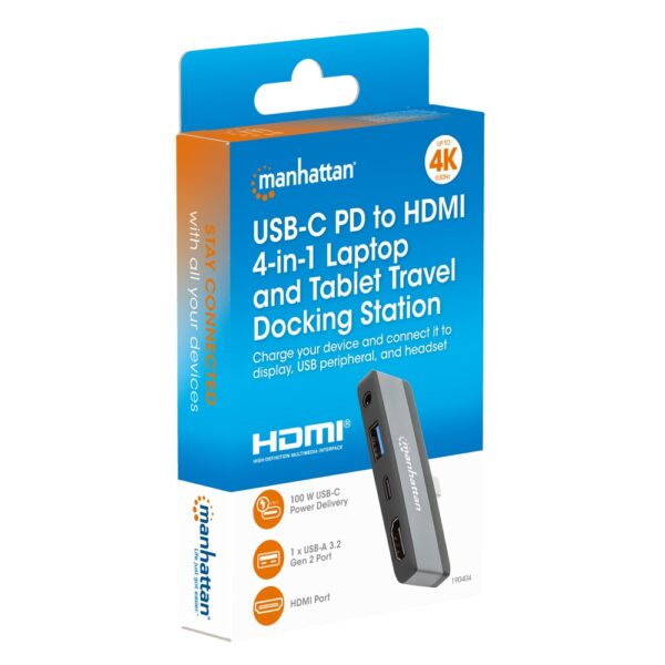 USB-C PD to HDMI 4-in-1 Laptop and Tablet Travel Docking Station - Image 3