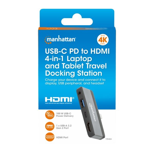 USB-C PD to HDMI 4-in-1 Laptop and Tablet Travel Docking Station - Image 2