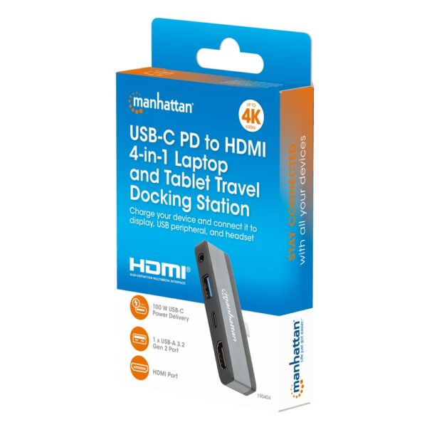 USB-C PD to HDMI 4-in-1 Laptop and Tablet Travel Docking Station