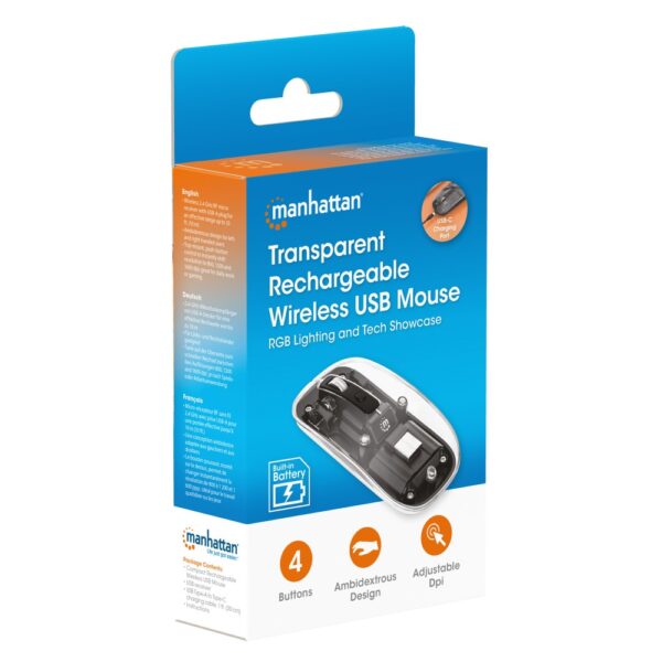 Transparent Rechargeable Wireless USB Mouse Clear / White - Image 3