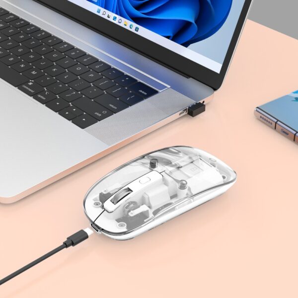 Transparent Rechargeable Wireless USB Mouse Clear / White - Image 10