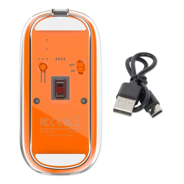 Transparent Rechargeable Wireless USB Mouse Clear / Orange - Image 4