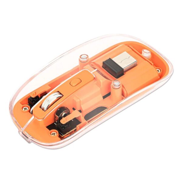 Transparent Rechargeable Wireless USB Mouse Clear / Orange