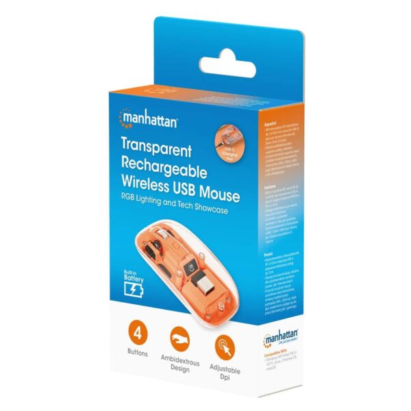 Transparent Rechargeable Wireless USB Mouse Clear / Orange - Image 9