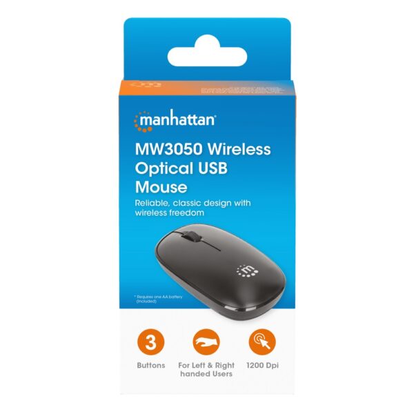 MW3050 Wireless Optical USB Mouse 1200 dpi 3 button with scroll wheel, ambidextrous - Image 3